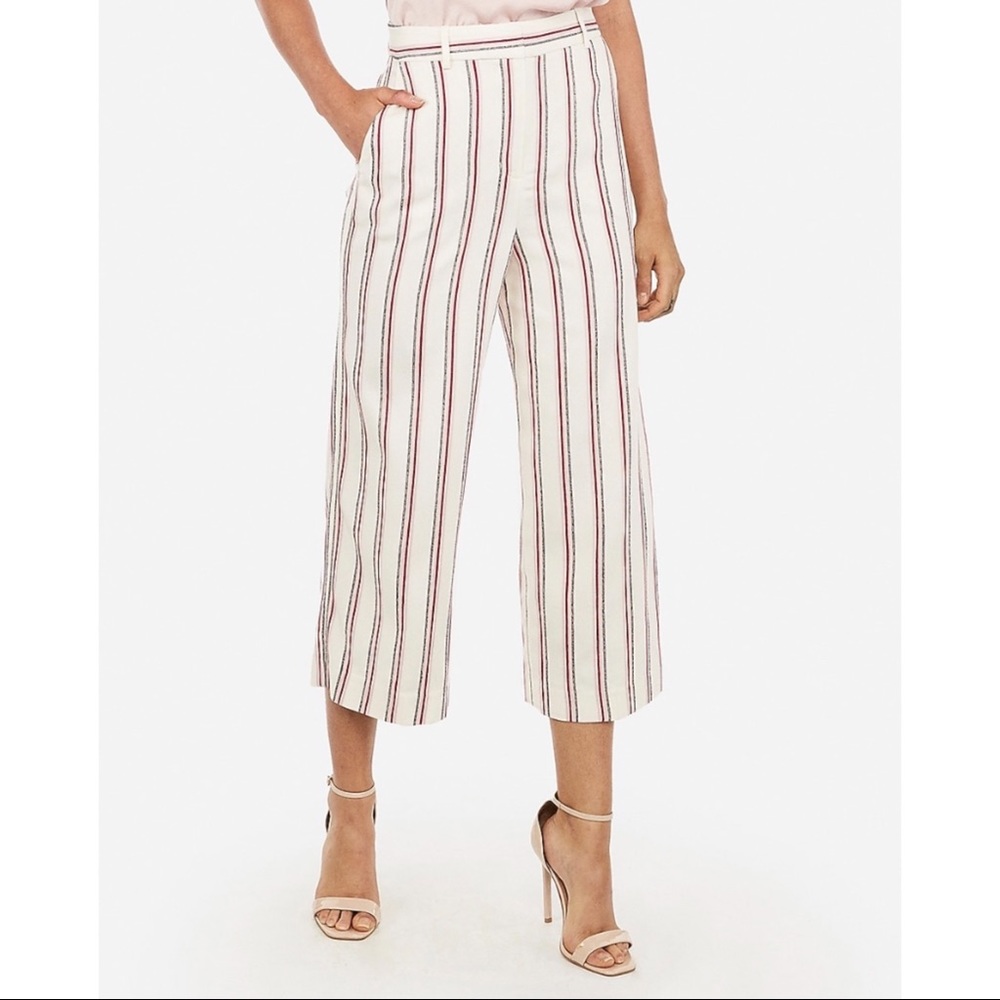 EXPRESS Super High Waisted Striped Culottes
